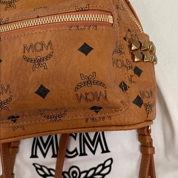 MCM Cognac Backpack with Gold Accents MCM Cognac Backpack with Gold Accents main image 2